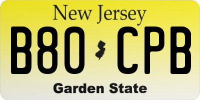 NJ license plate B80CPB