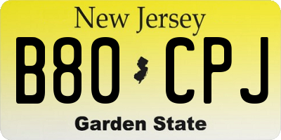 NJ license plate B80CPJ