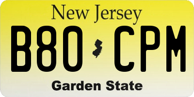 NJ license plate B80CPM