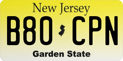 NJ license plate B80CPN