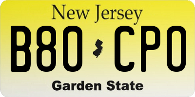 NJ license plate B80CPO