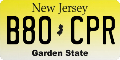NJ license plate B80CPR