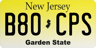NJ license plate B80CPS