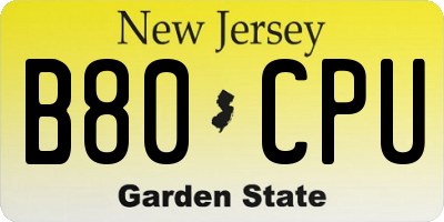 NJ license plate B80CPU