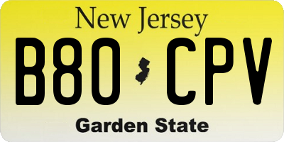 NJ license plate B80CPV