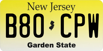 NJ license plate B80CPW