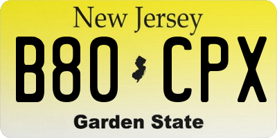 NJ license plate B80CPX