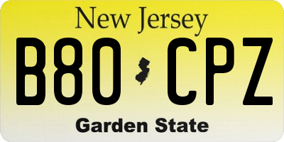 NJ license plate B80CPZ