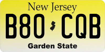 NJ license plate B80CQB
