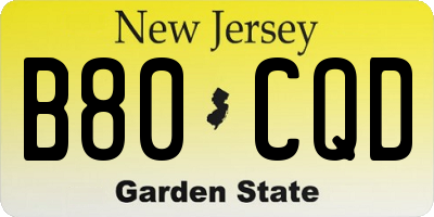 NJ license plate B80CQD