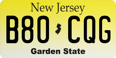 NJ license plate B80CQG