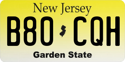 NJ license plate B80CQH