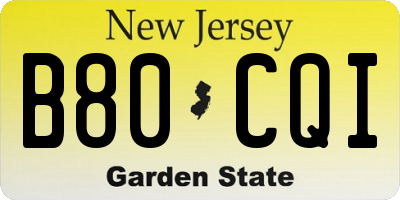 NJ license plate B80CQI