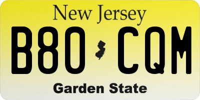 NJ license plate B80CQM