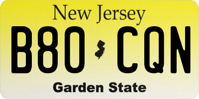 NJ license plate B80CQN