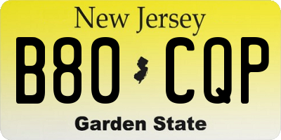 NJ license plate B80CQP