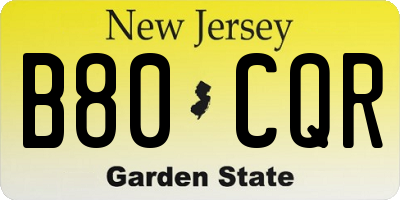 NJ license plate B80CQR