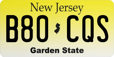 NJ license plate B80CQS
