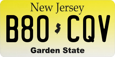 NJ license plate B80CQV