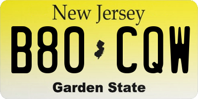NJ license plate B80CQW