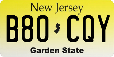 NJ license plate B80CQY