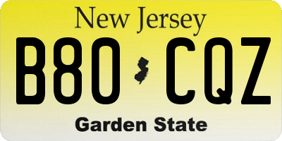 NJ license plate B80CQZ