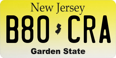 NJ license plate B80CRA