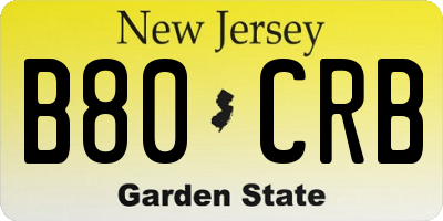 NJ license plate B80CRB