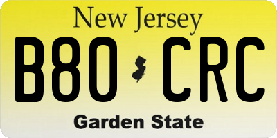 NJ license plate B80CRC