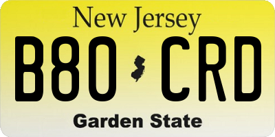 NJ license plate B80CRD