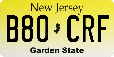 NJ license plate B80CRF