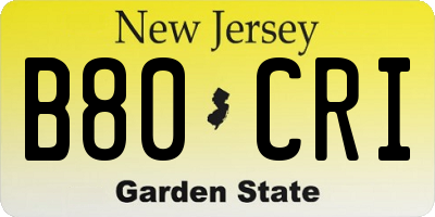 NJ license plate B80CRI