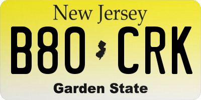 NJ license plate B80CRK