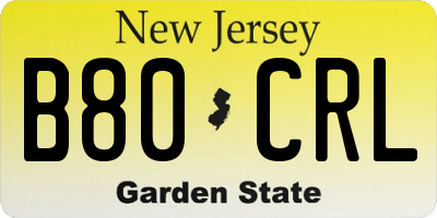 NJ license plate B80CRL
