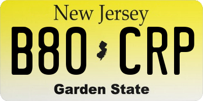 NJ license plate B80CRP