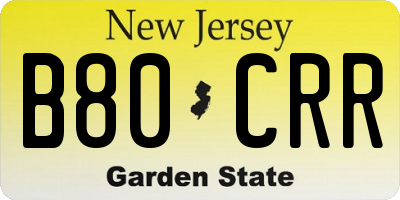 NJ license plate B80CRR