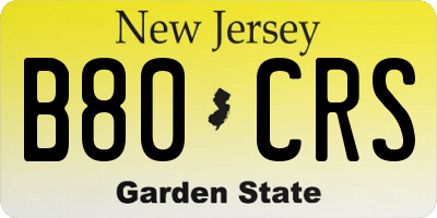 NJ license plate B80CRS
