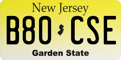 NJ license plate B80CSE