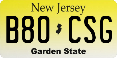 NJ license plate B80CSG
