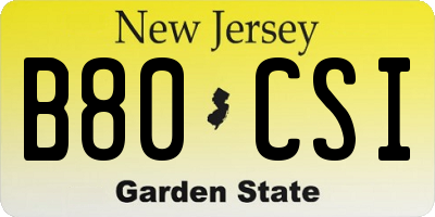 NJ license plate B80CSI