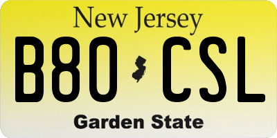 NJ license plate B80CSL