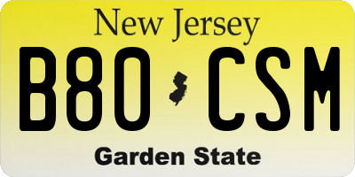 NJ license plate B80CSM
