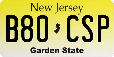NJ license plate B80CSP