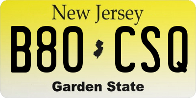 NJ license plate B80CSQ