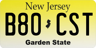 NJ license plate B80CST