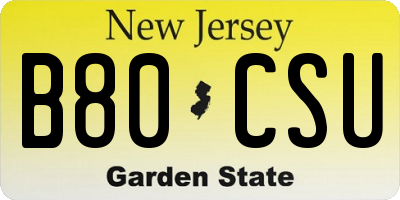 NJ license plate B80CSU