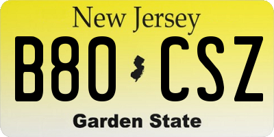 NJ license plate B80CSZ