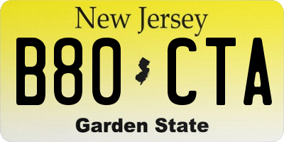 NJ license plate B80CTA