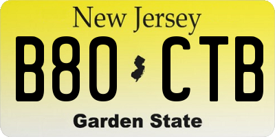 NJ license plate B80CTB