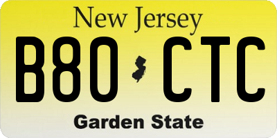 NJ license plate B80CTC